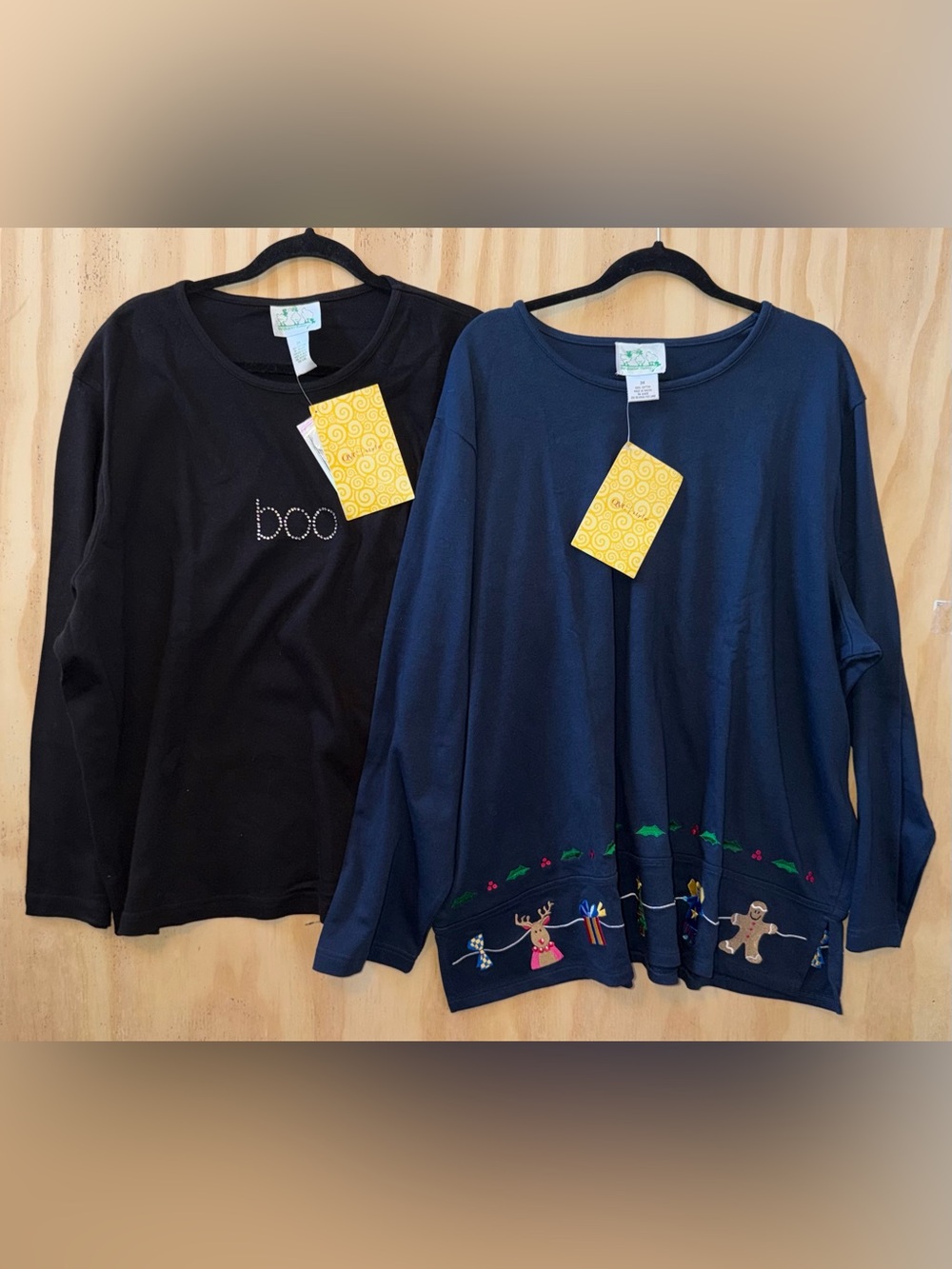 2 NWT Quacker Factory 3X Blouses Shirts Christmas Reindeer Halloween Boo Lot